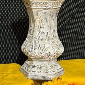 Elegant White Ceramic Decorative Vase 10”high